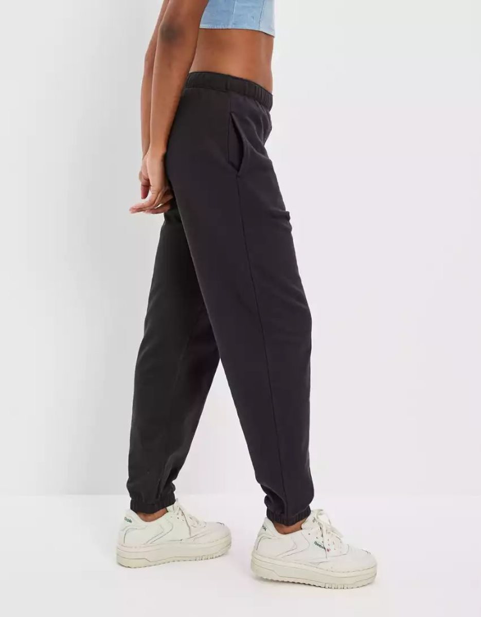 Pantalon Jogging American Eagle AE Fleece Baggy Noir Femme | JQO-20874238